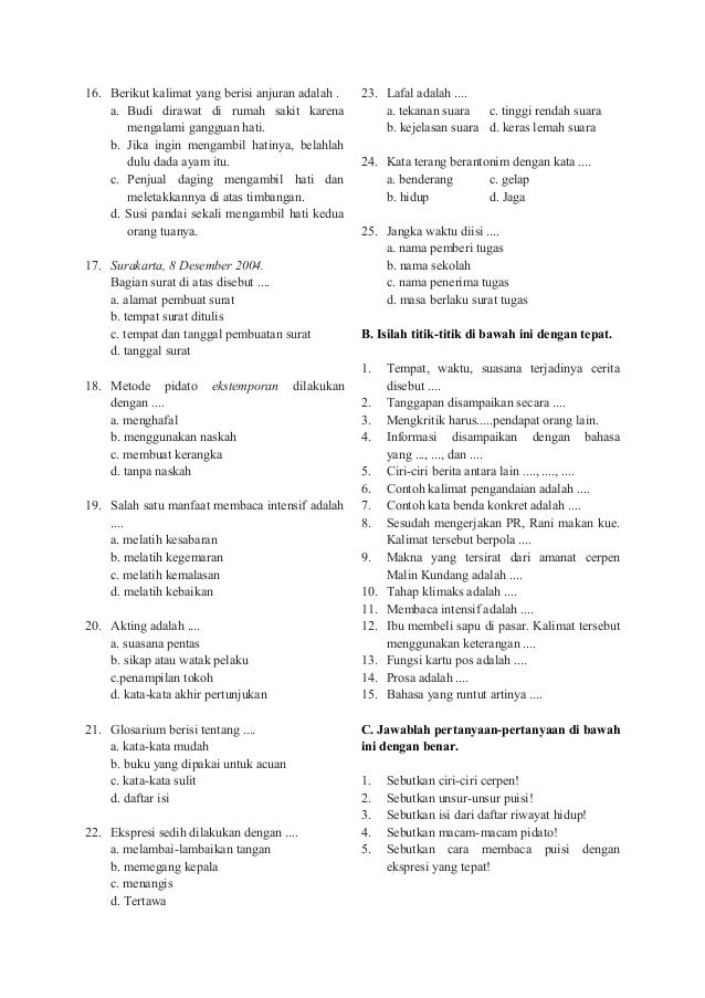 Soal Bahasa Indonesia Kelas 6 Teks Daftar Riwayat Hidup - Galeri Pelajaran