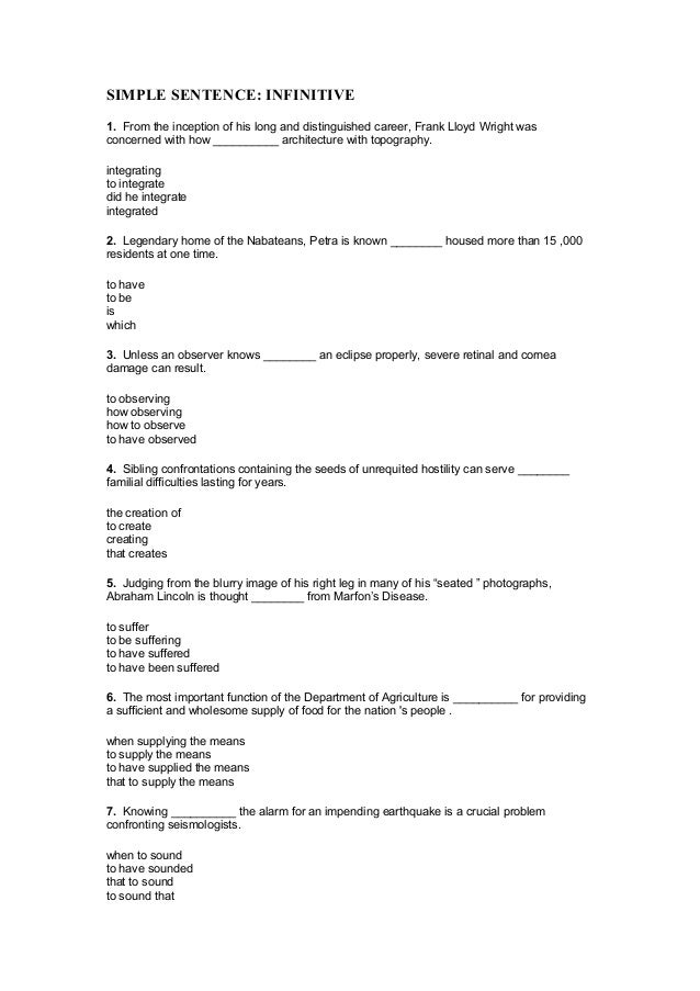 Soal Bahasa Inggris Infinitive