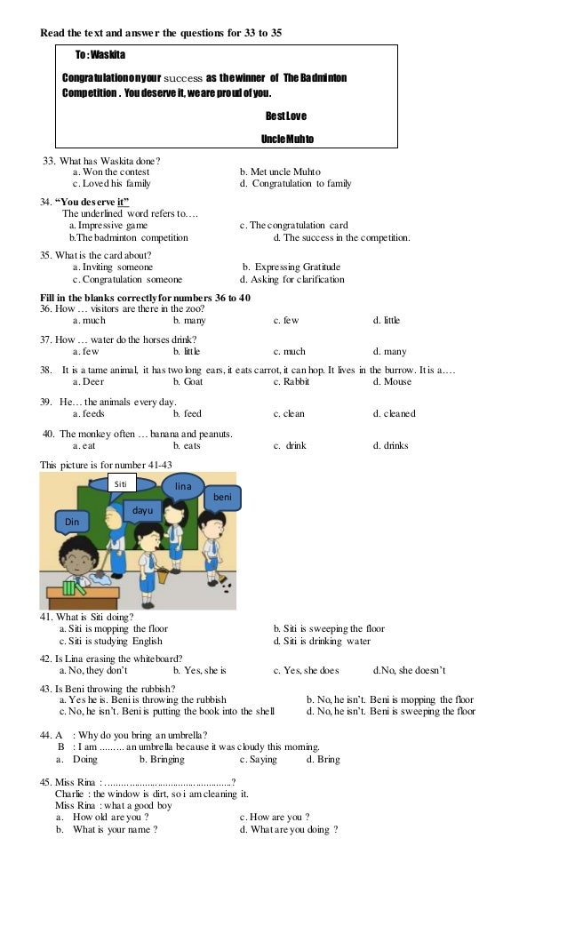 Soal bahasa inggris semester 1 kelas 8 tp 2014 2015