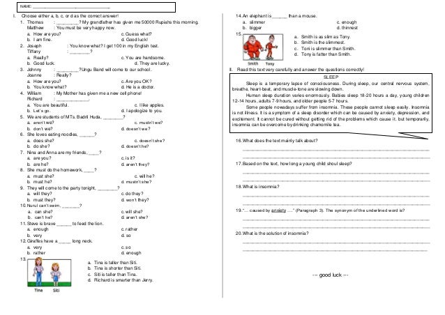 Soal Bahasa Inggris Smp Mts Comparison