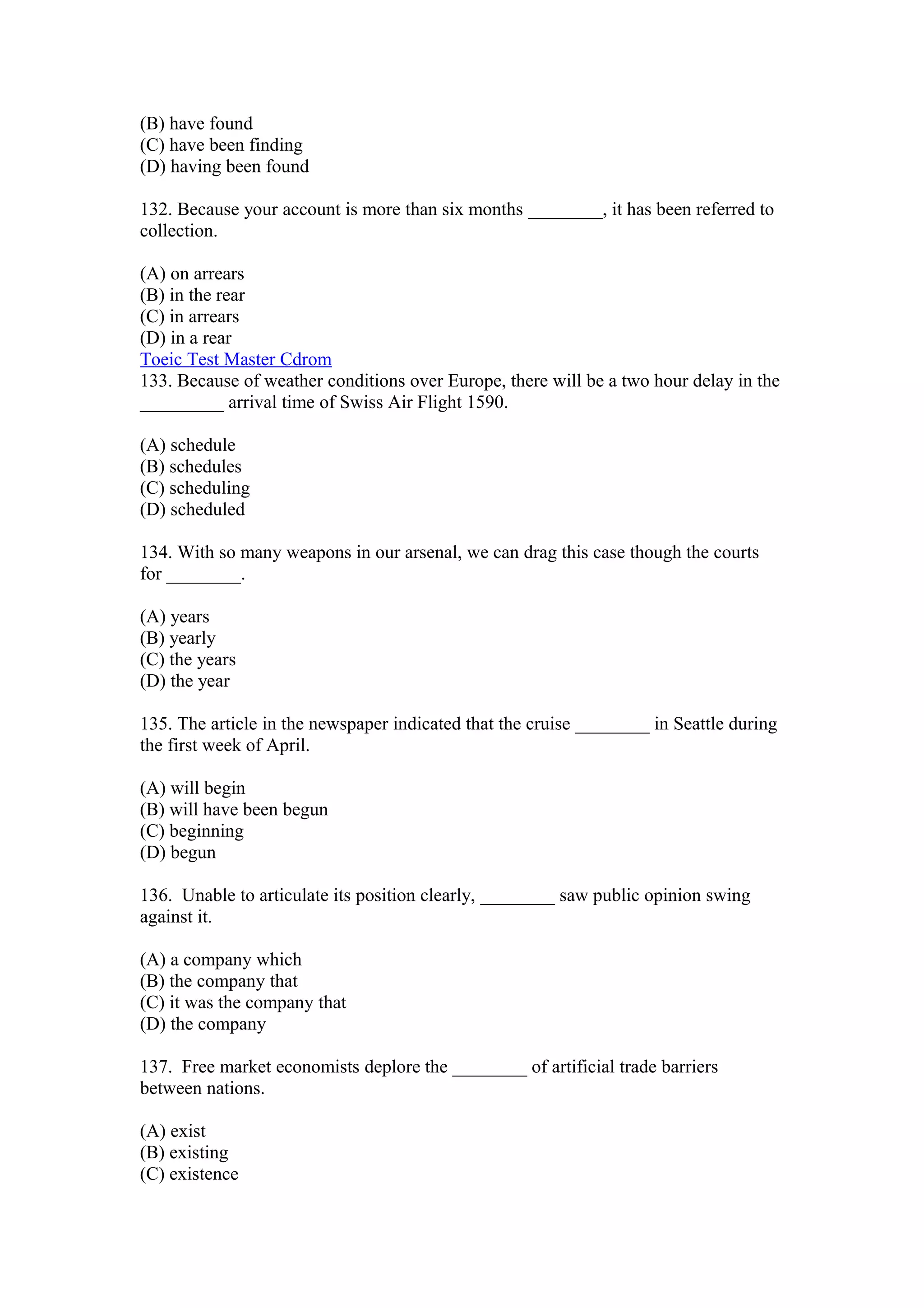 Soal Bahasa Inggris Toeic Grammar 5 Doc