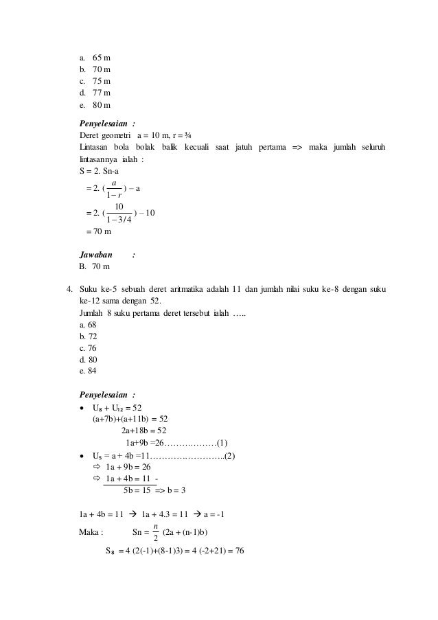 21 Contoh Soal Deret Aritmatika Sn Kumpulan Contoh Soal