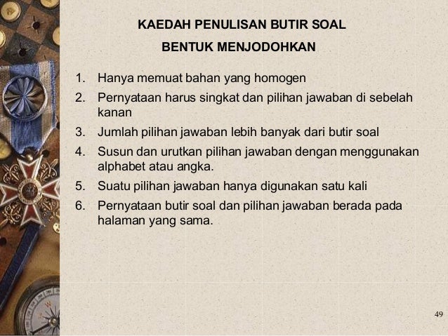 Soal Bentuk Pg Bs Dan Menjodohkan