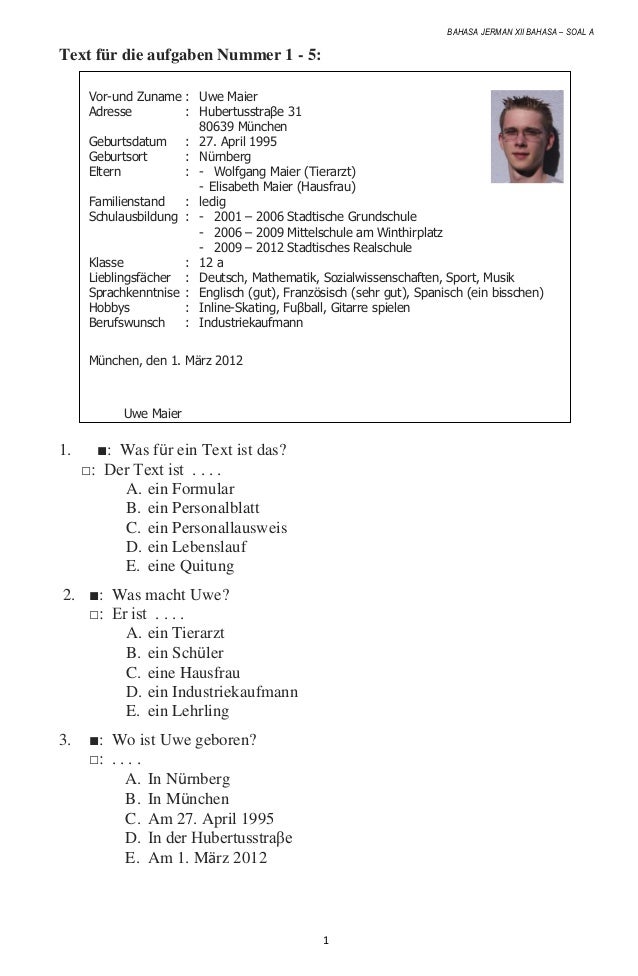 contoh soal bahasa jerman kelas 10 dan jawabannya contoh soal bahasa jerman kelas 10 dan jawabannya