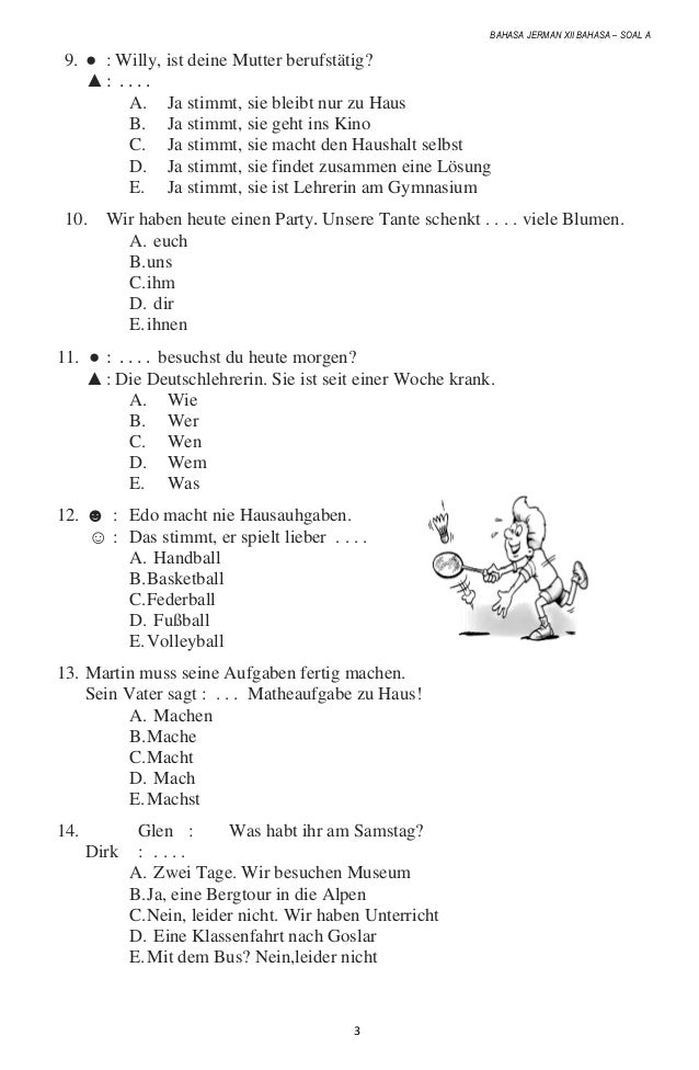 Contoh Soal Bahasa Jerman Kelas 10 Dan Jawabannya