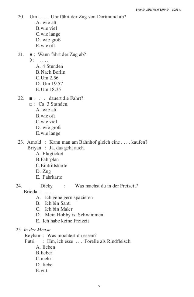  Soal  Bahasa  Jerman  Kelas XII