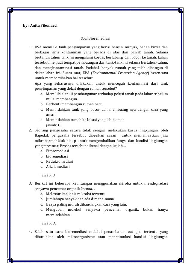 Soal Bioremediasi