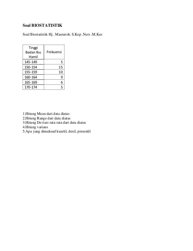 Soal biostatistik.. Soal biostatistik..