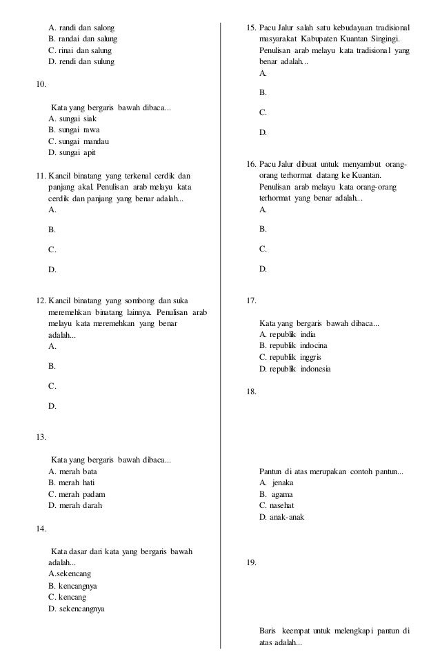 Soal Ujian Arab Melayu Kelas 9