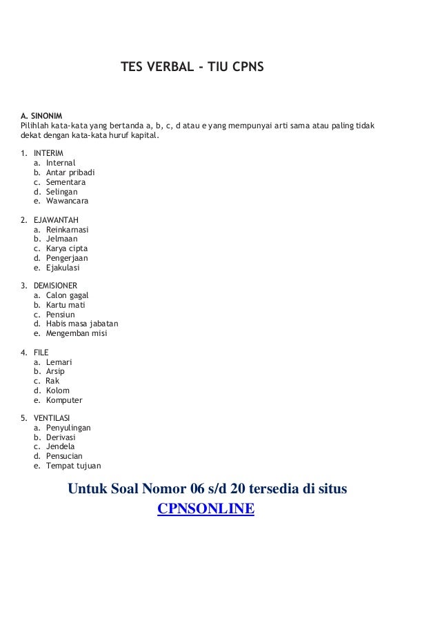 Soal cpns tes inteligensi umum (tiu)