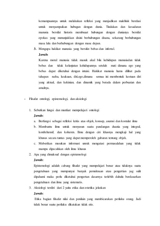 Soal Dan Jawaban Filsafat Ilmu Dari Semua Materi Docx Alwi