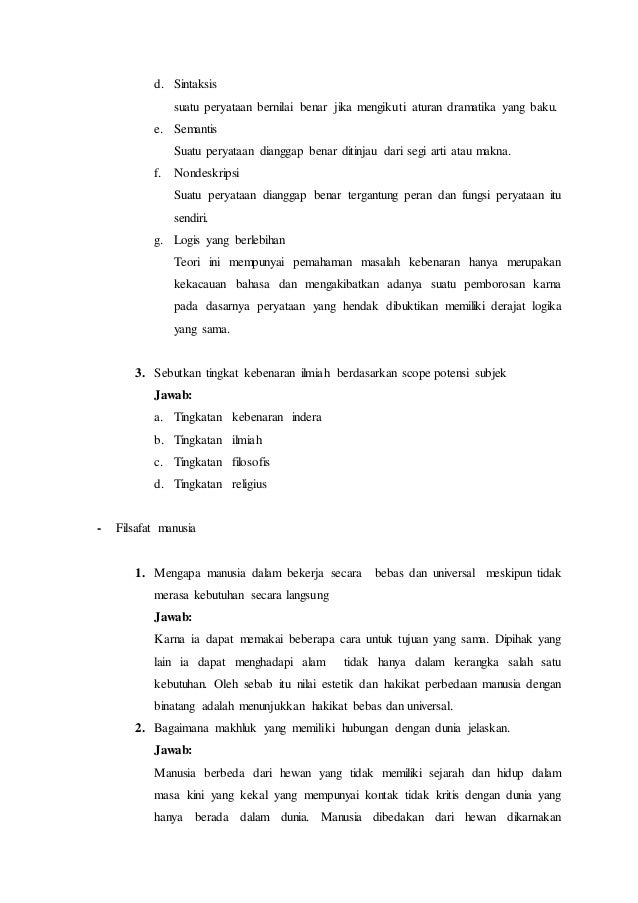 Soal Dan Jawaban Filsafat Ilmu Dari Semua Materi Docx Alwi