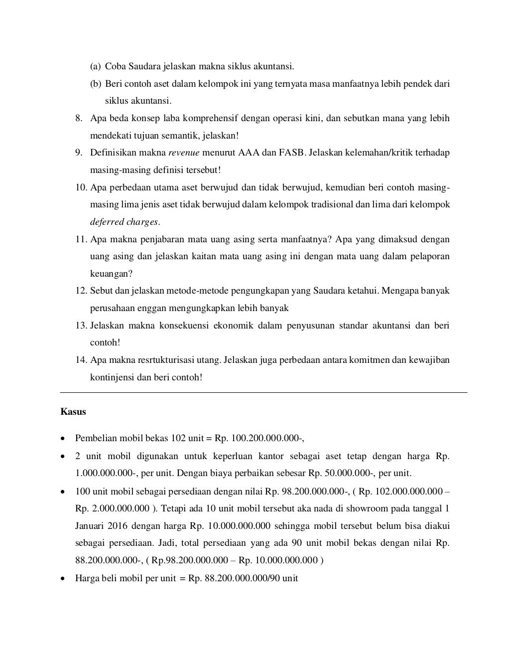 CONTOH SOAL TEORI AKUNTANSI BESERTA JAWABAN CONTOH SOAL TEORI AKUNTANSI BESERTA JAWABAN