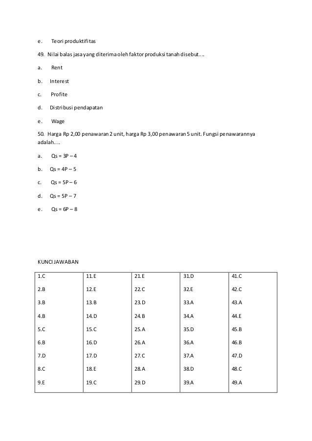 Jawaban Soal Ekonomi Kelas 10 Semester 2 Ilmusosial Id