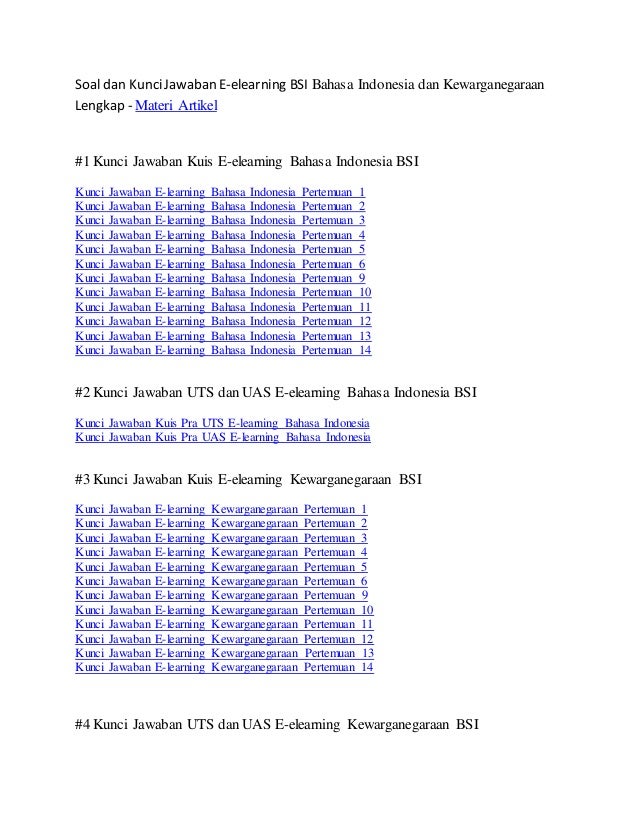 Soal Elerningbsibindonesia Semester 4 Pertemuan 9