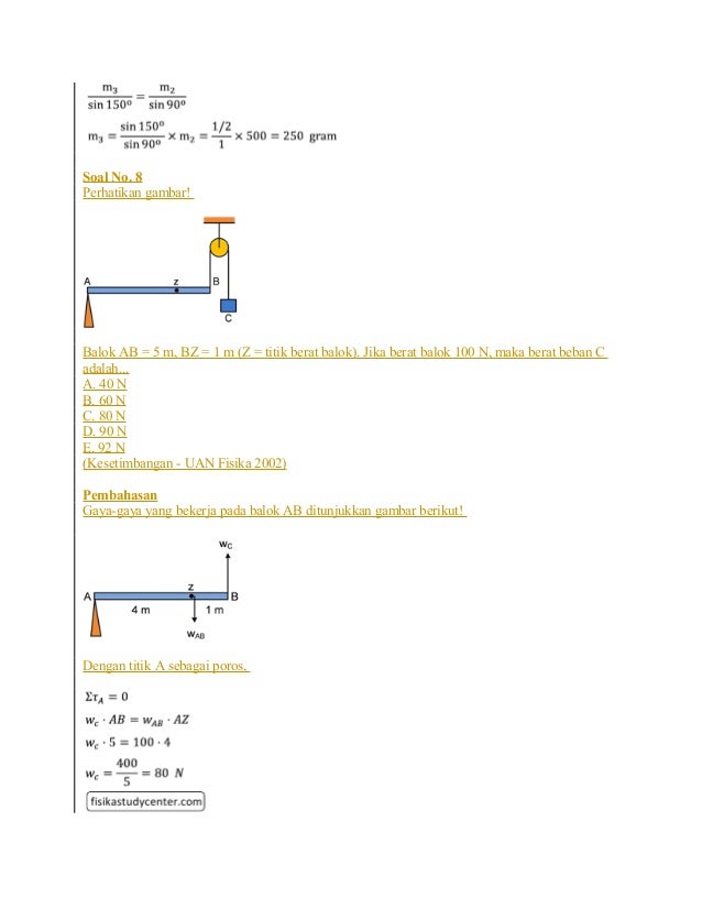 Soal dan pembahasan keseimbangan benda tegar