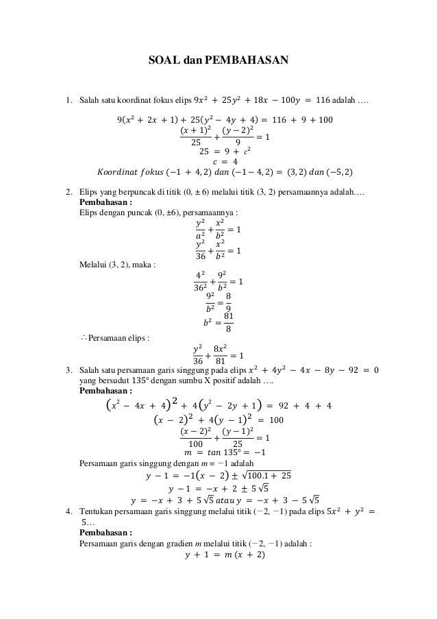 Soal dan pembahasan persamaan lingkaran pdf