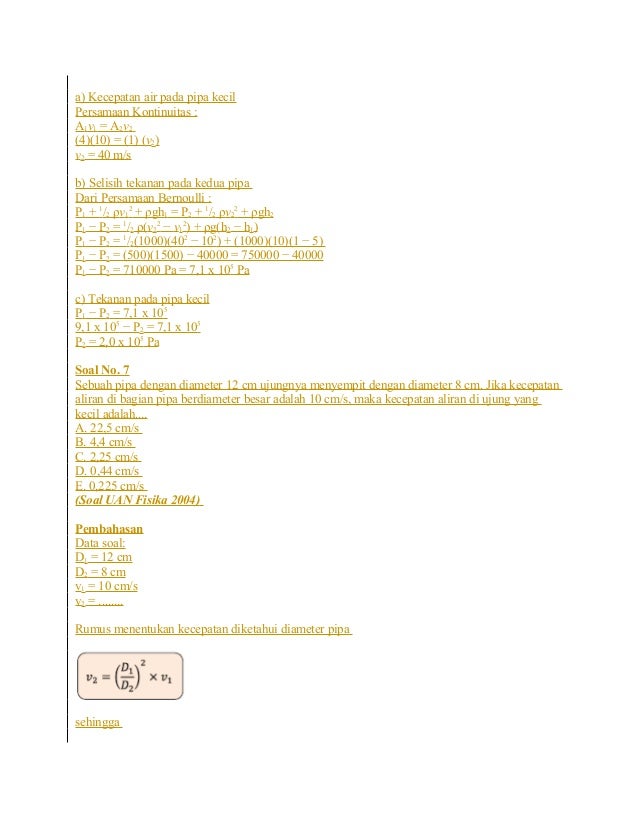 Soal Dan Pembahasan Fluida Dinamis