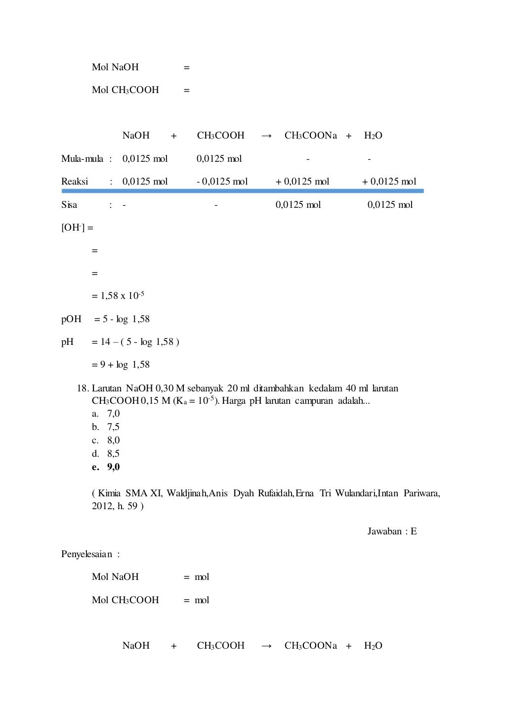 Soal dan pembahasan hidrolisis garam kimia
