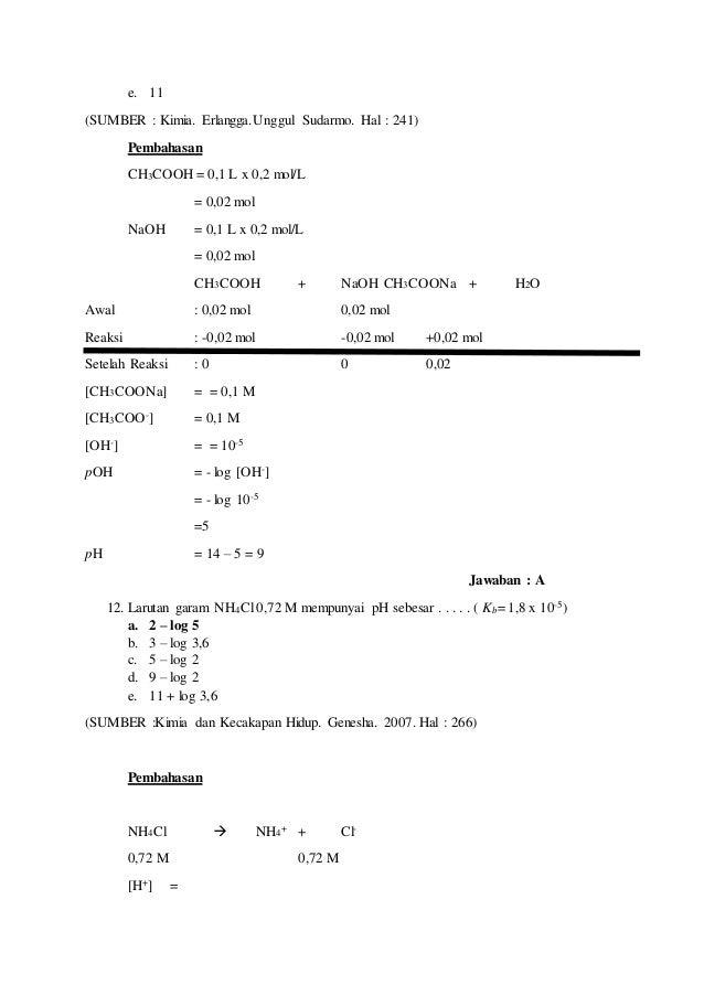 Soal dan pembahasan hidrolisis garam kimia