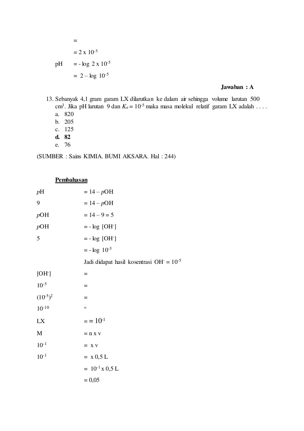 Soal dan pembahasan hidrolisis garam kimia