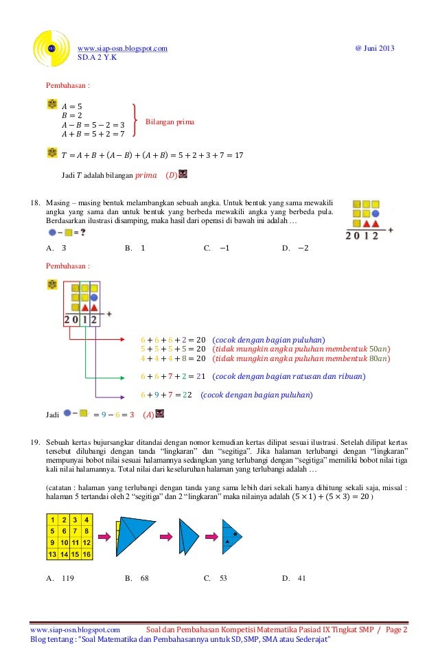 Soal Dan Pembahasan Kompetisi Matematika Pasiad Ix 2013 Pasiad 9 Ti