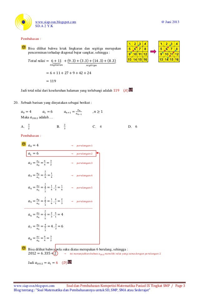 Soal Dan Pembahasan Kompetisi Matematika Pasiad Ix 2013 Pasiad 9 Ti