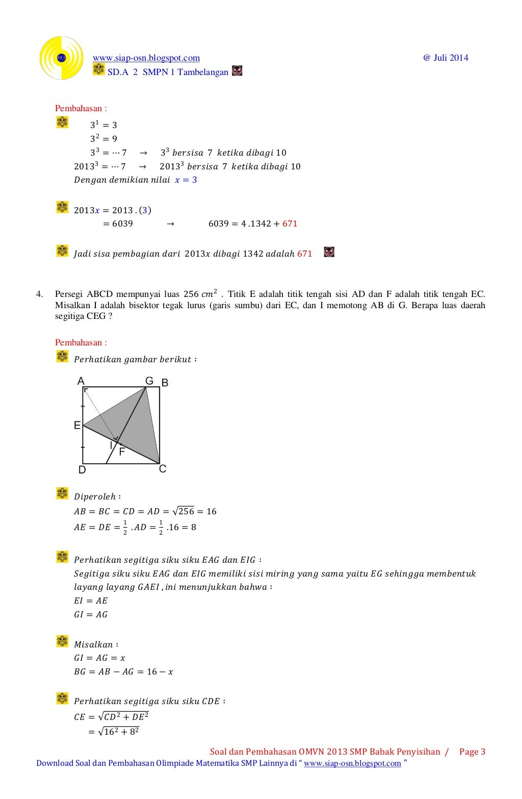 Soal dan pembahasan olimpiade matematika vektor nasional Soal dan pembahasan olimpiade matematika vektor nasional