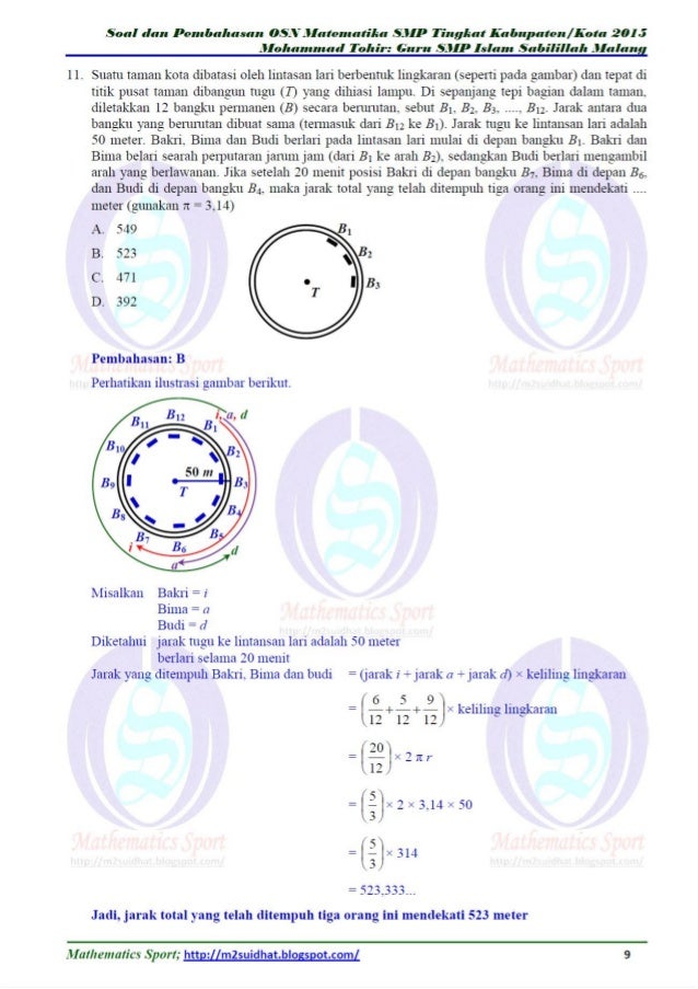 Soal dan pembahasan osn matematika smp tingkat kota 2015 (bagian a)-w…
