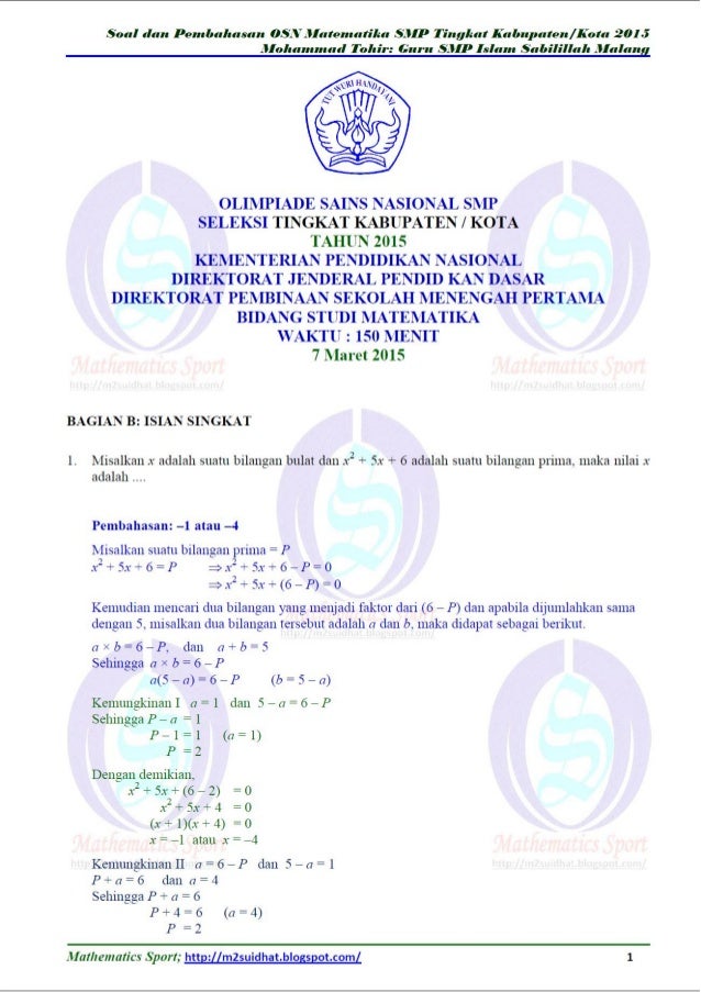 Soal Olimpiade Ipa Smp Kelas 7