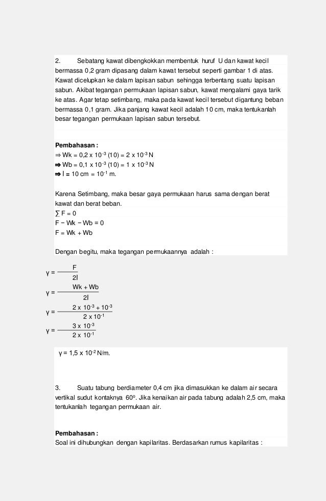 Soal Dan Pembahasan Tegangan Permukaan