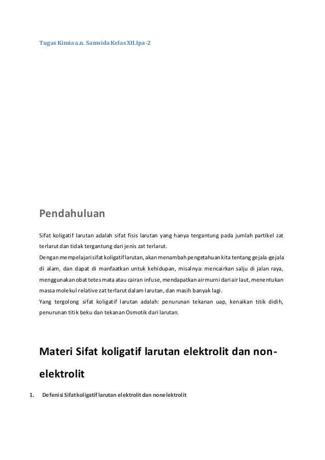 Soal dan pembahasan tekanan osmotik