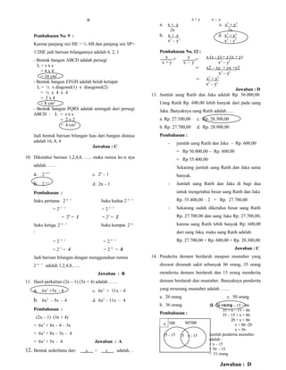 Soal Dan Pembahasan Try Out matematika SMP