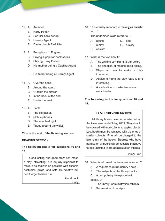 soal un bahasa inggris smp 2010 dan pembahasan soal un bahasa inggris smp 2010 dan pembahasan