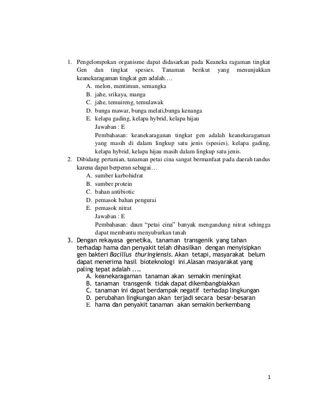 Soal Dan Pembahasan Un Biologi