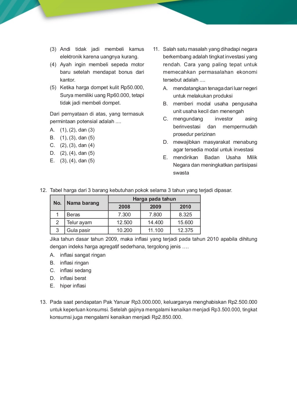 Soal dan pembahasan un ekonomi sma ips 20122013