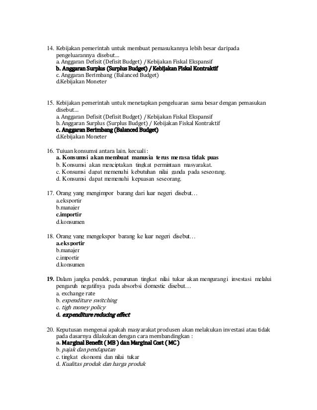 Contoh Soal Pengantar Ekonomi Https Www Masterfair Xyz