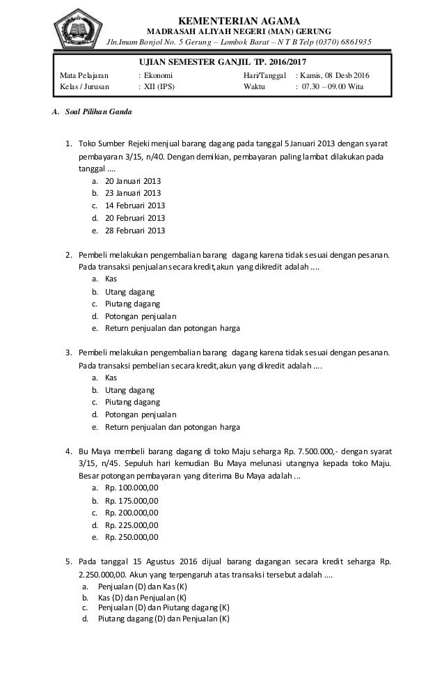 Soal Ekonomi