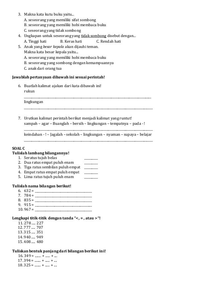 Soal Latihan Pengetahuan Kls 4 Smtr 2