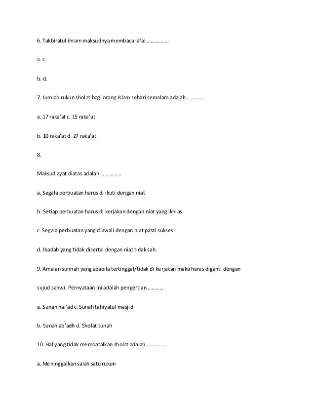 Soal Evaluasi Ulang Fiqih Semester I Kelas Vii M Ts