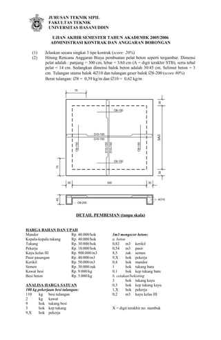 Soal final anggaran borongan 05 06 | PDF