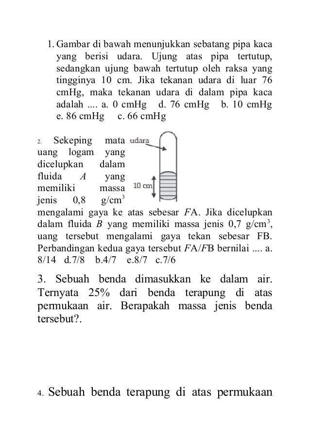 Soal latihan fluida statik