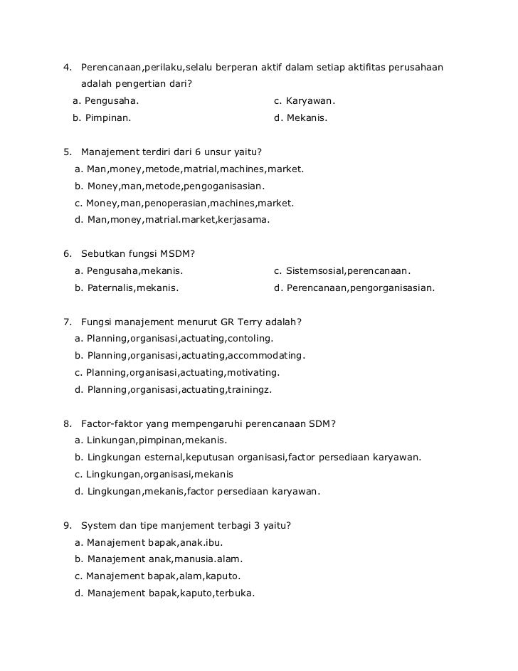 Materi Soal Soal Tentang Human Resource Perhotelan