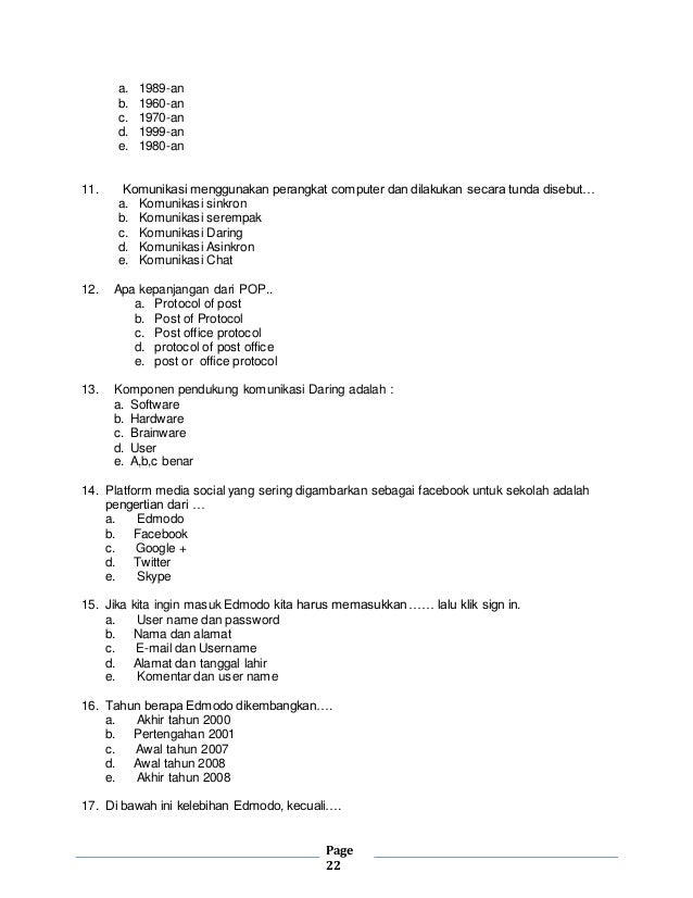 Soal Simdig Dari Bab Komunikasi Sampai Edmodo Binca Books