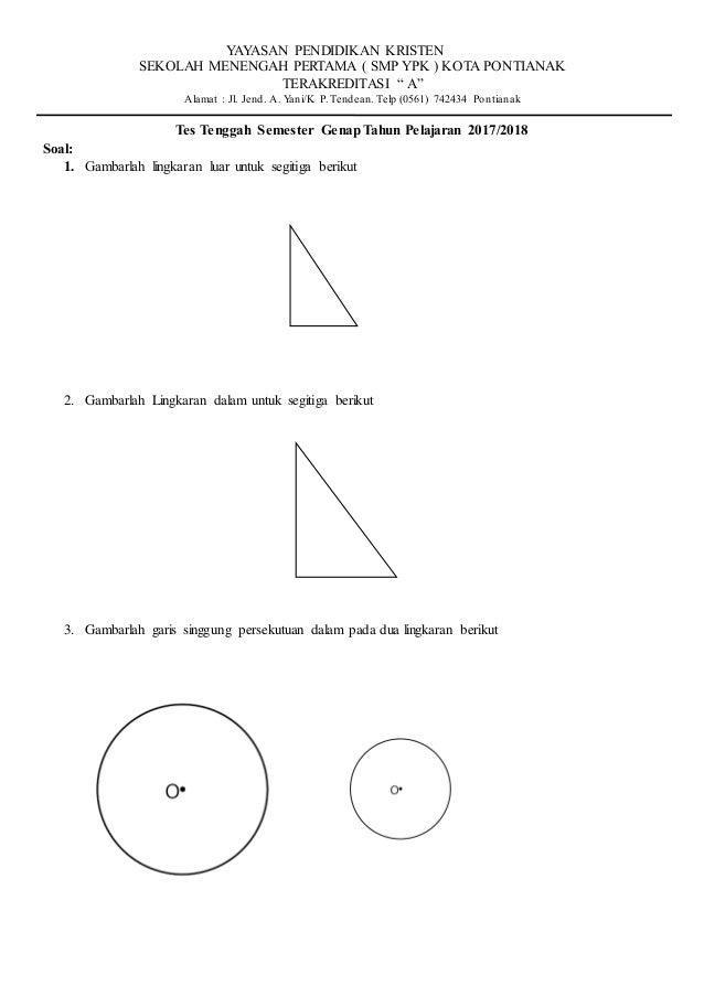 Soal Garis Singgung Lingkaran Soal Garis Singgung Lingkaran