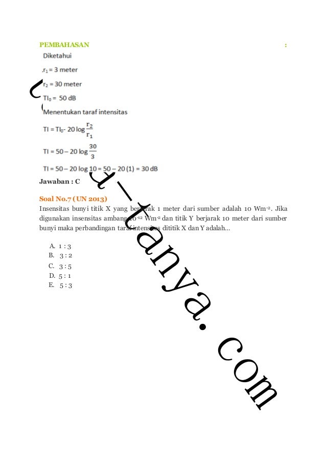 Contoh Soal Gelombang Bunyi