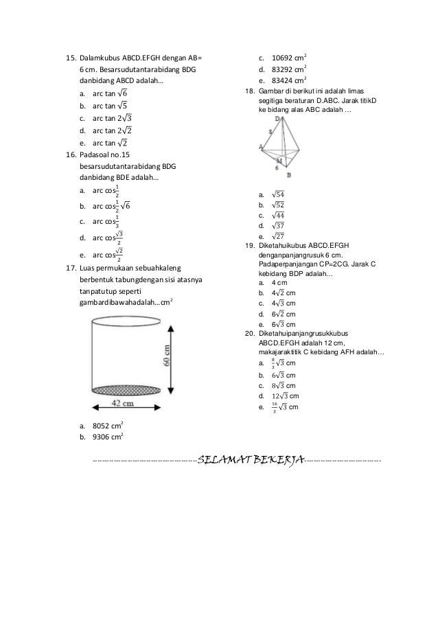 Soal geometri dimensi dua dan tiga