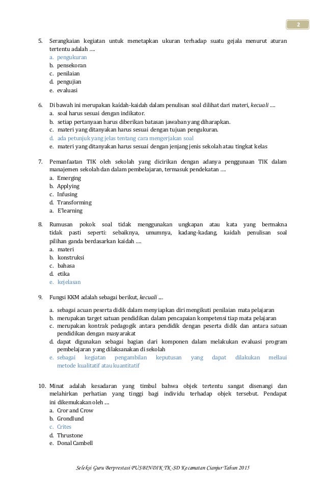 Contoh Soalsoal Tes Seleksi Calon Kepala Sekolah Terbaru Contoh Soalsoal Tes Seleksi Calon Kepala Sekolah Terbaru