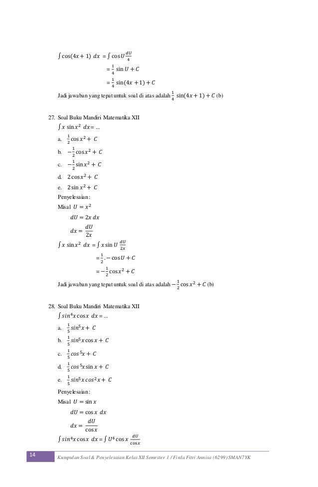 Contoh Soal Matematika Kelas 12 Semester 1