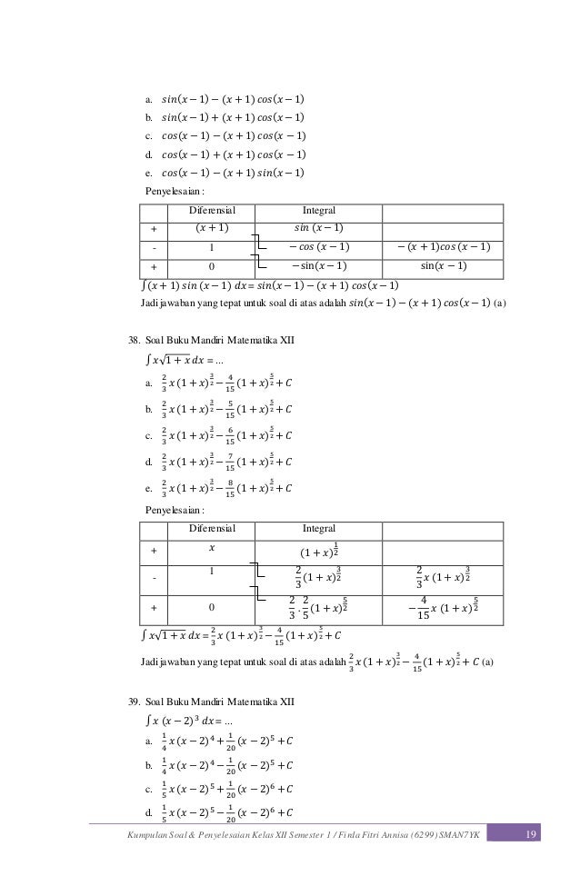 Soal Integral Dan Pembahasan